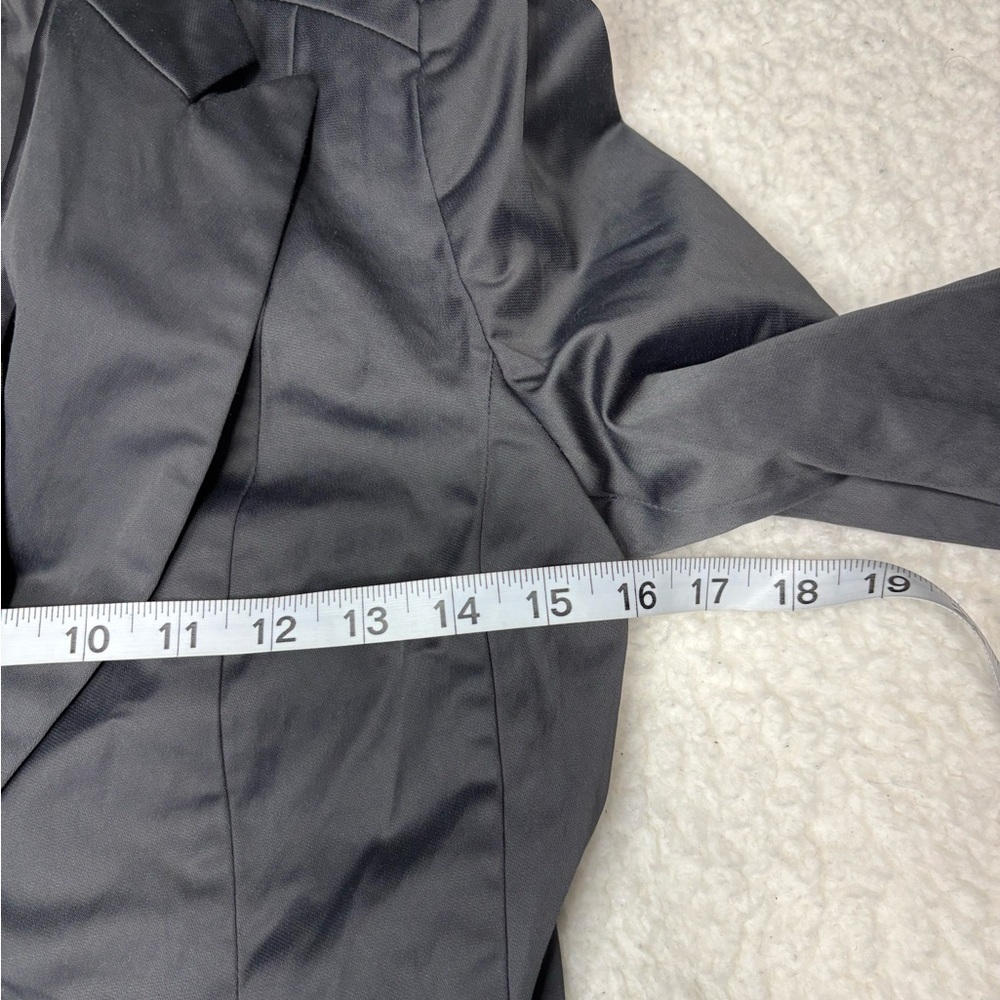 Forever 21 Women Gray Satin Double Breasted Fitted Blazer - Picture 7 of 10